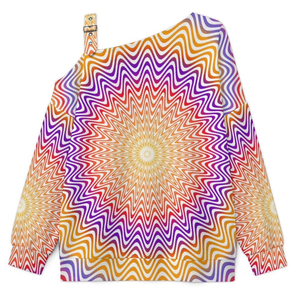 Women’s Off-Shoulder Knit Sweater Optical Art