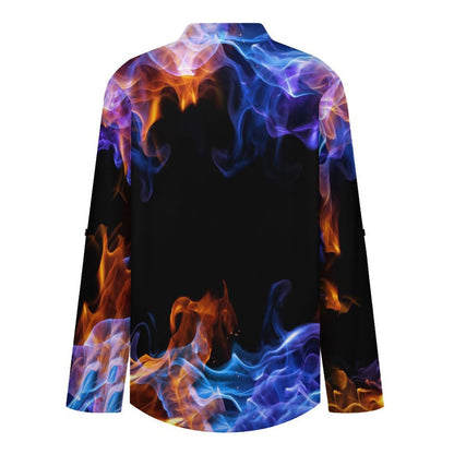 Flame  Versatile Notched V-Neck Tunic | Roll Tab 3/4 Sleeve Office Casual Top