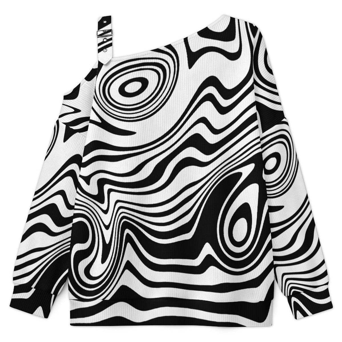 Women’s Off-Shoulder Knit Sweater Zebra Pattern