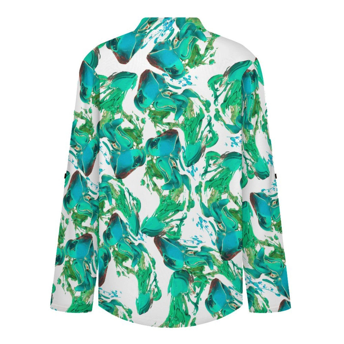 Versatile Notched V-Neck Tunic | Roll Tab 3/4 Sleeve Office Casual Top  Liquid, Repeating Pattern