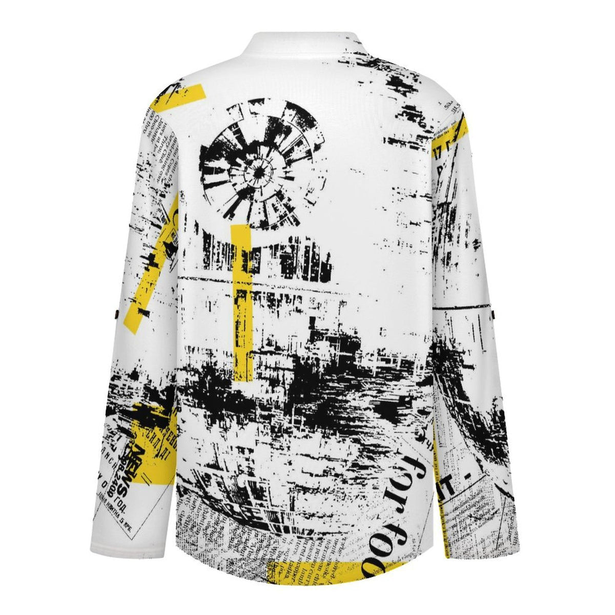 Versatile Notched V-Neck Tunic | Roll Tab 3/4 Sleeve Office Casual Top  Newspaper Girls T-shirt