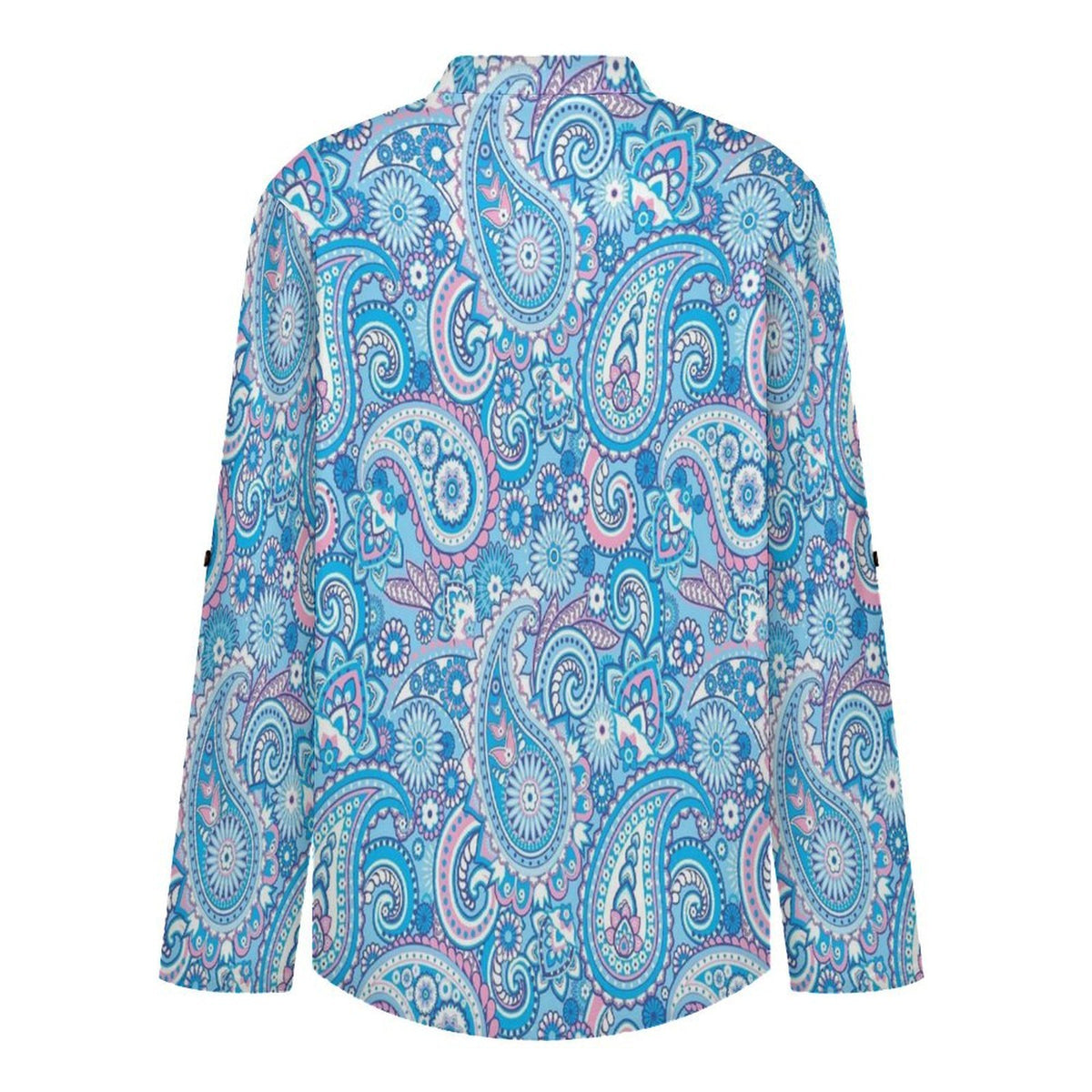 Paisley  Versatile Notched V-Neck Tunic | Roll Tab 3/4 Sleeve Office Casual Top