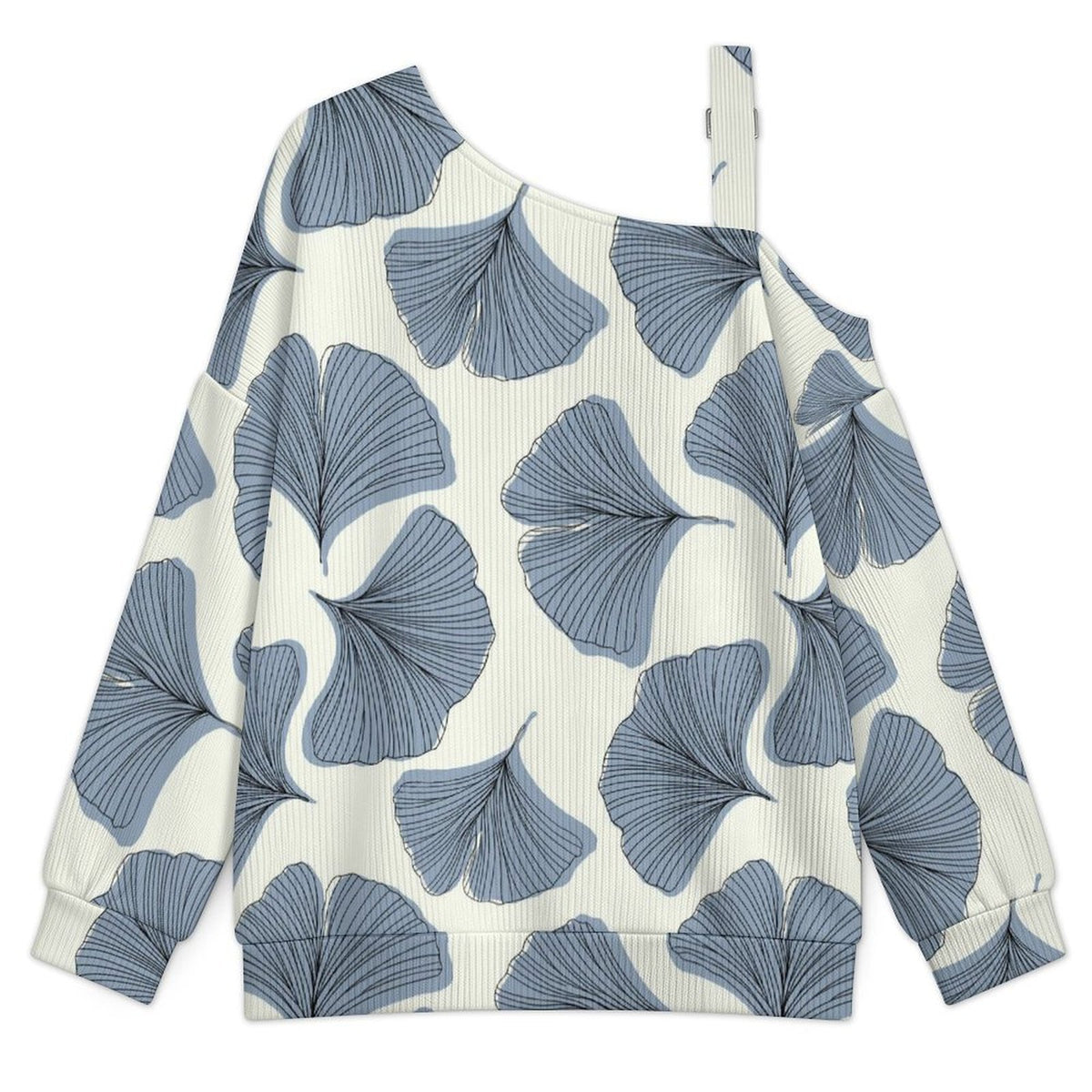 Long Sleeve Relaxed-Fit Solid Pullover Ginkgo Leaves