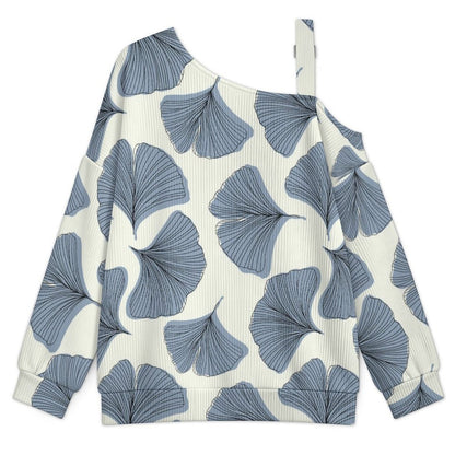 Long Sleeve Relaxed-Fit Solid Pullover Ginkgo Leaves