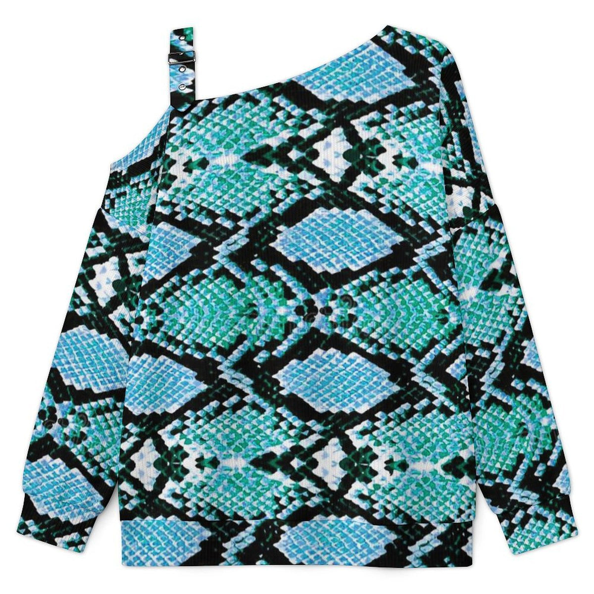 Long Sleeve Relaxed-Fit Solid Pullover Snake Skin