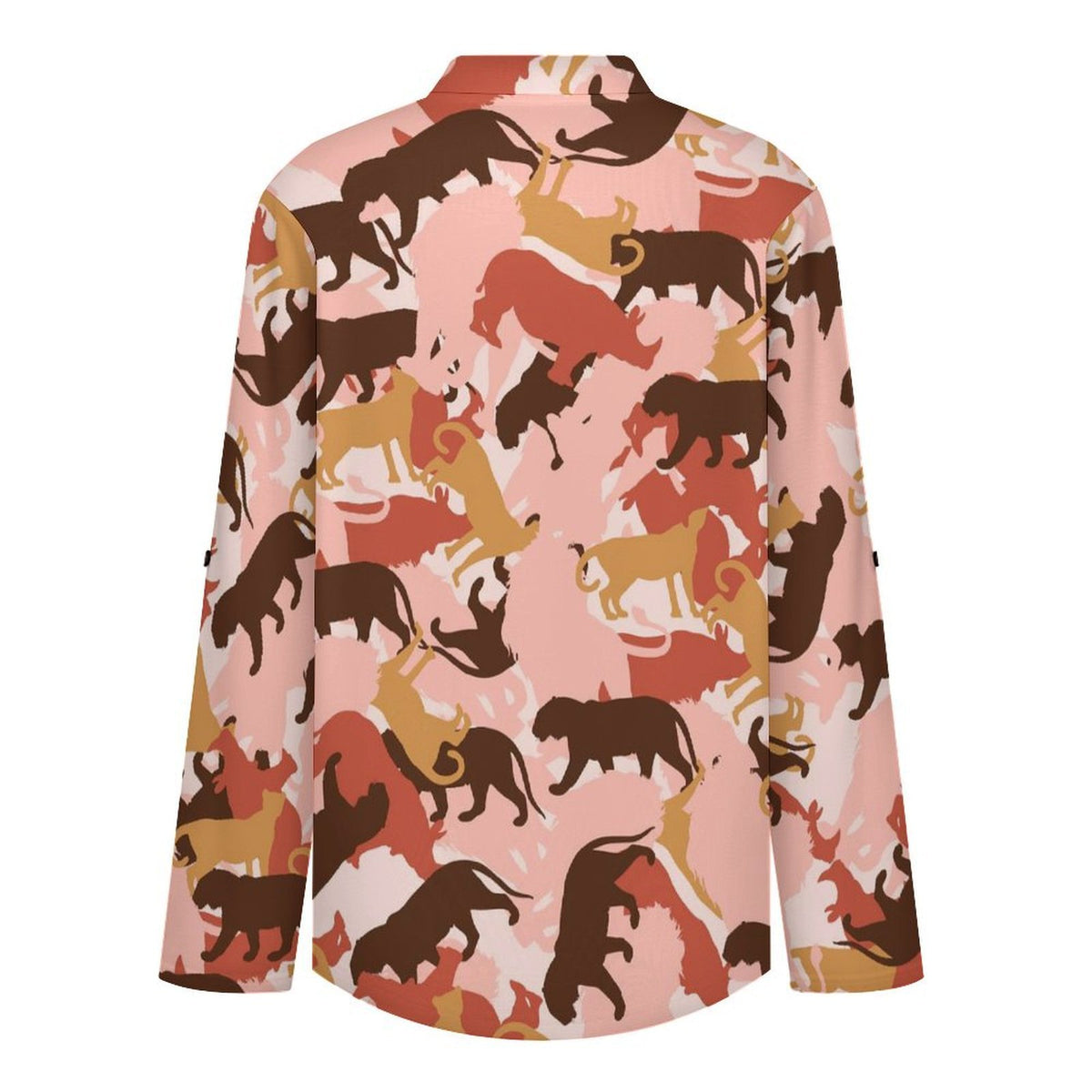 Camouflage, Animal  Versatile Notched V-Neck Tunic | Roll Tab 3/4 Sleeve Office Casual Top