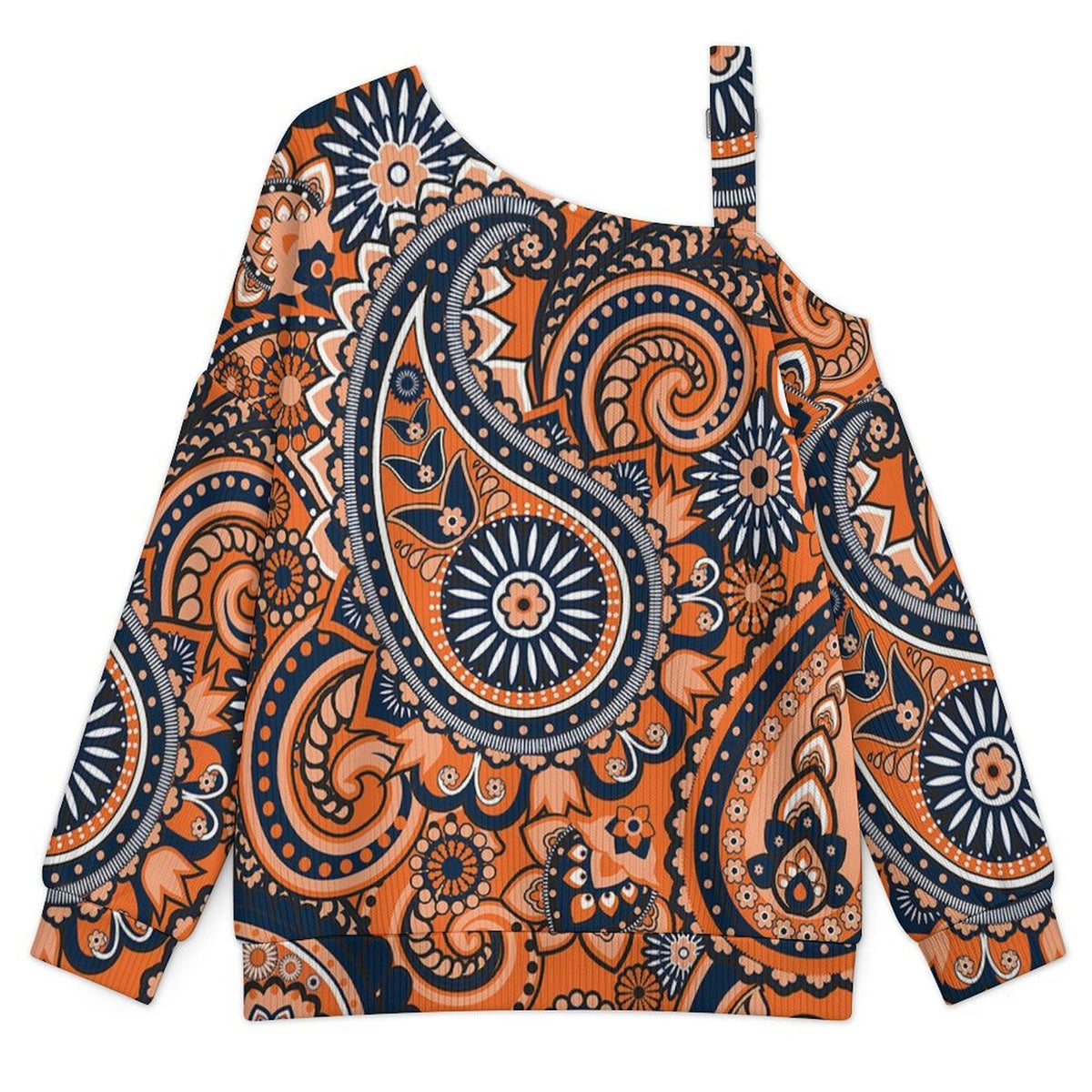 Women’s Off-Shoulder Knit Sweater Paisley