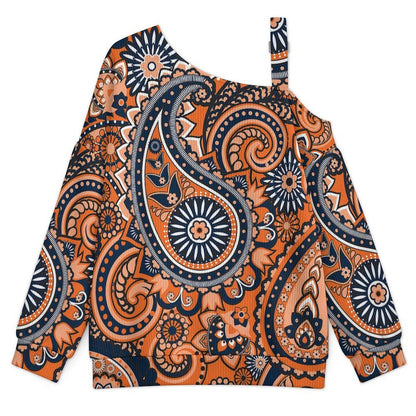 Women’s Off-Shoulder Knit Sweater Paisley