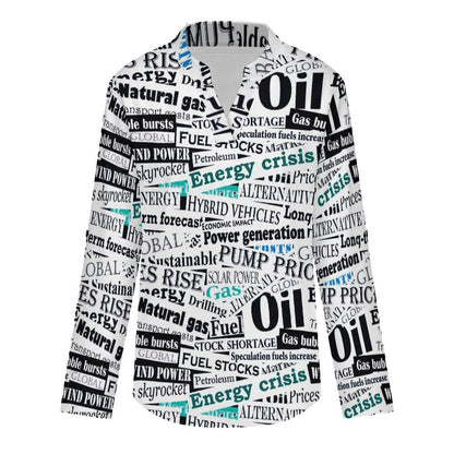 Newspaper, Repeating Pattern  Versatile Notched V-Neck Tunic | Roll Tab 3/4 Sleeve Office Casual Top