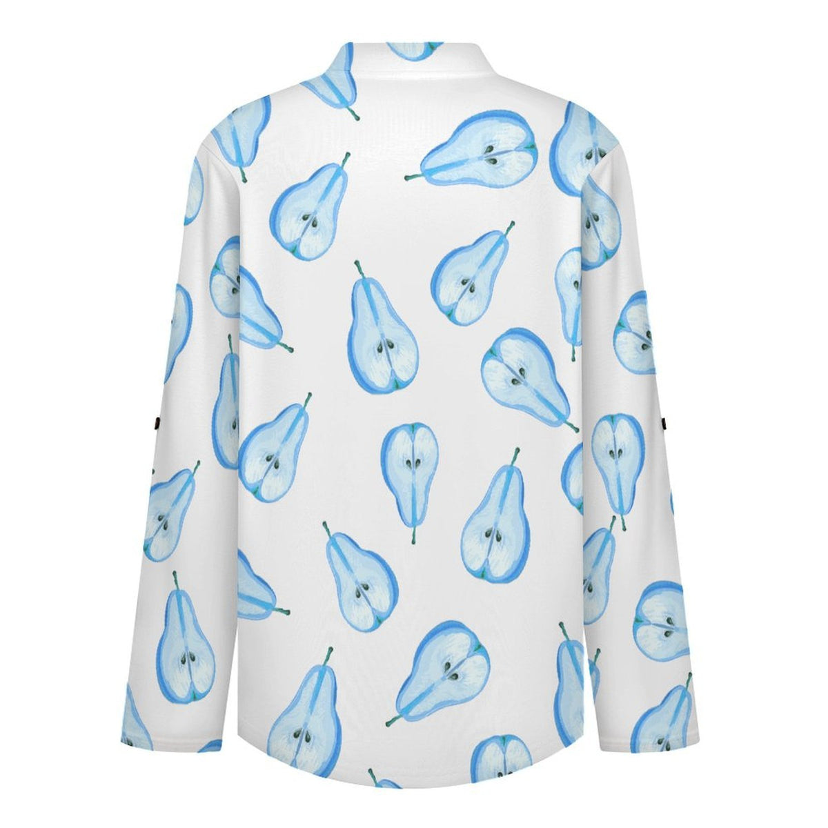 Pear, Repeating Pattern  Versatile Notched V-Neck Tunic | Roll Tab 3/4 Sleeve Office Casual Top