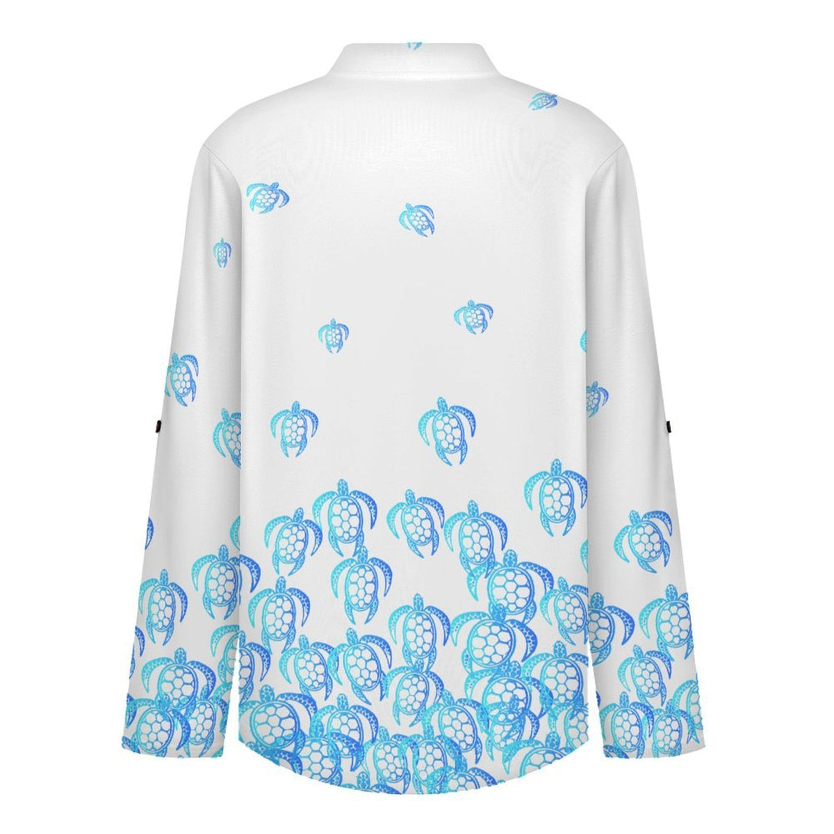 Blue Turtle Dress  Versatile Notched V-Neck Tunic | Roll Tab 3/4 Sleeve Office Casual Top