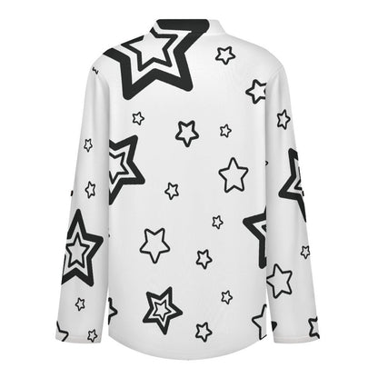The Stars Repeat The Black Pattern  Versatile Notched V-Neck Tunic | Roll Tab 3/4 Sleeve Office Casual Top
