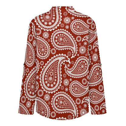 Paisley  Versatile Notched V-Neck Tunic | Roll Tab 3/4 Sleeve Office Casual Top