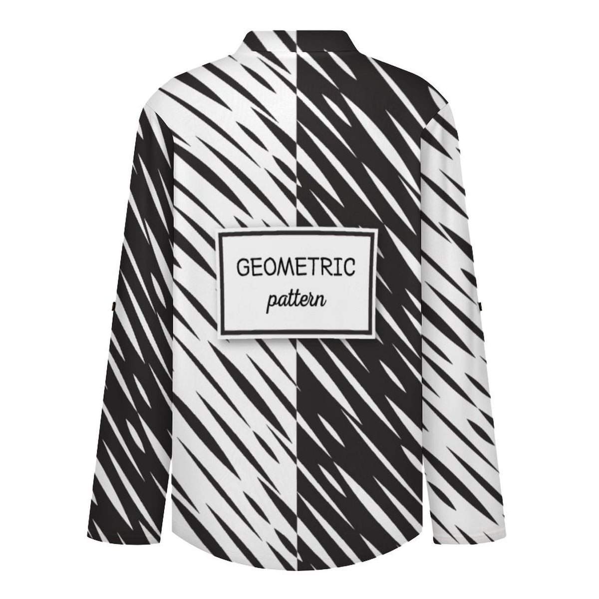 Versatile Notched V-Neck Tunic  Roll Tab 3/4 Sleeve Office Casual Top  Black And White Twill