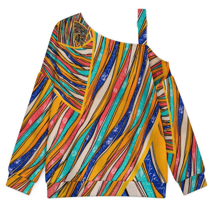 Long Sleeve Relaxed-Fit Solid Pullover Colored Fabric Lines