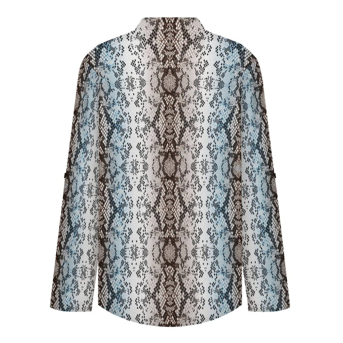 Snakeskin Pattern, Repeating Pattern Roll Tab 3/4 Sleeve Notched V Neck Tunic Blouse