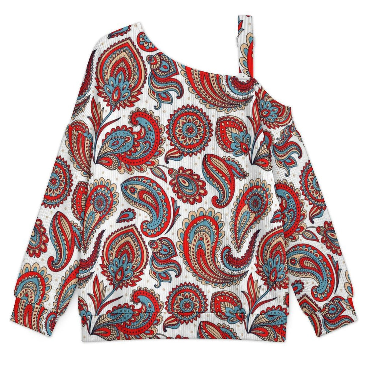 Women’s Off-Shoulder Knit Sweater Paisley