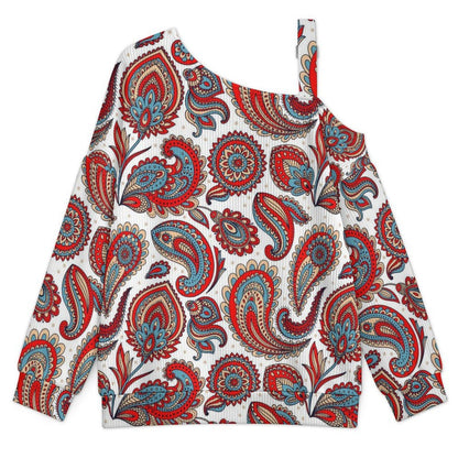 Women’s Off-Shoulder Knit Sweater Paisley