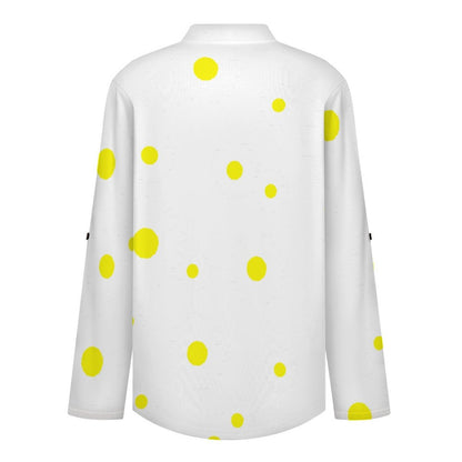 Flower-yellow-full Print-T-shirt-phone Case Roll Tab 3/4 Sleeve Notched V Neck Tunic Blouse