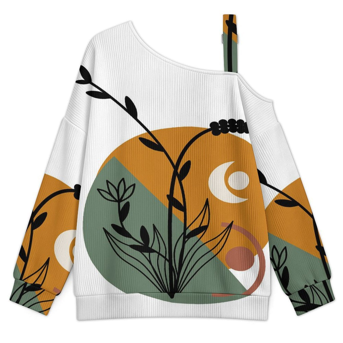Women’s Off-Shoulder Knit Sweater Chinese Wind Scenery