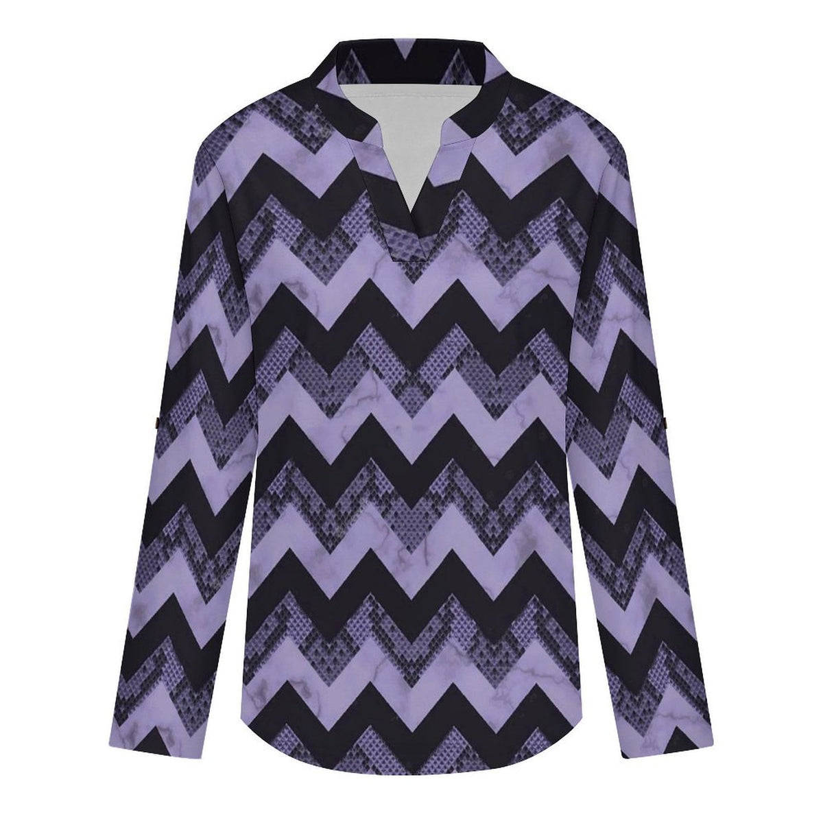 Snakeskin Pattern, Repeating Pattern  Versatile Notched V-Neck Tunic | Roll Tab 3/4 Sleeve Office Casual Top