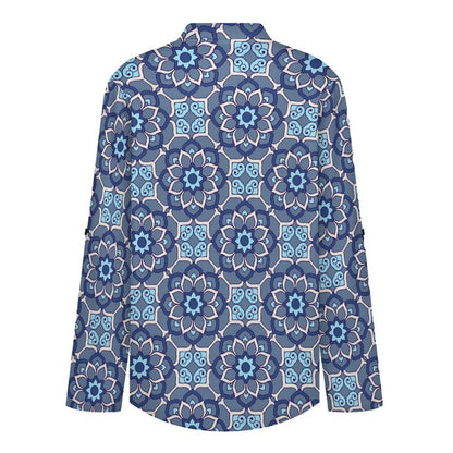 Women Curved Hem V Neck Roll Sleeve Casual Work Top  Batik