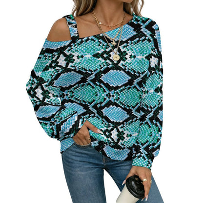 Long Sleeve Relaxed-Fit Solid Pullover Snake Skin
