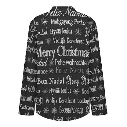 Merry Christmas  Versatile Notched V-Neck Tunic | Roll Tab 3/4 Sleeve Office Casual Top