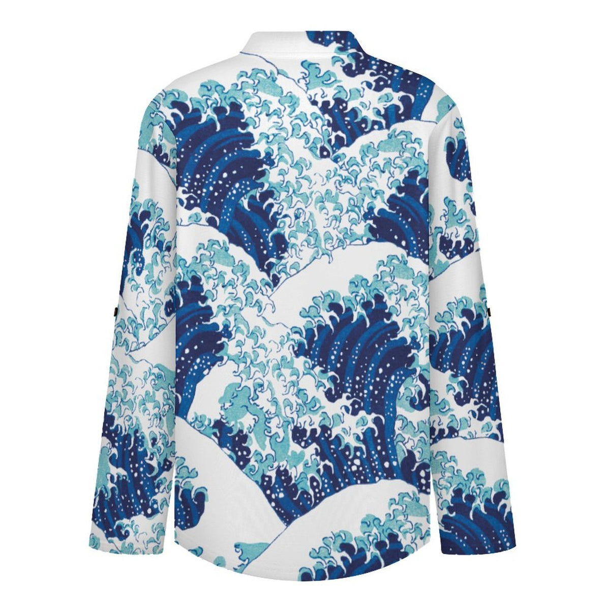 Chinese Wind, Wave  Versatile Notched V-Neck Tunic | Roll Tab 3/4 Sleeve Office Casual Top