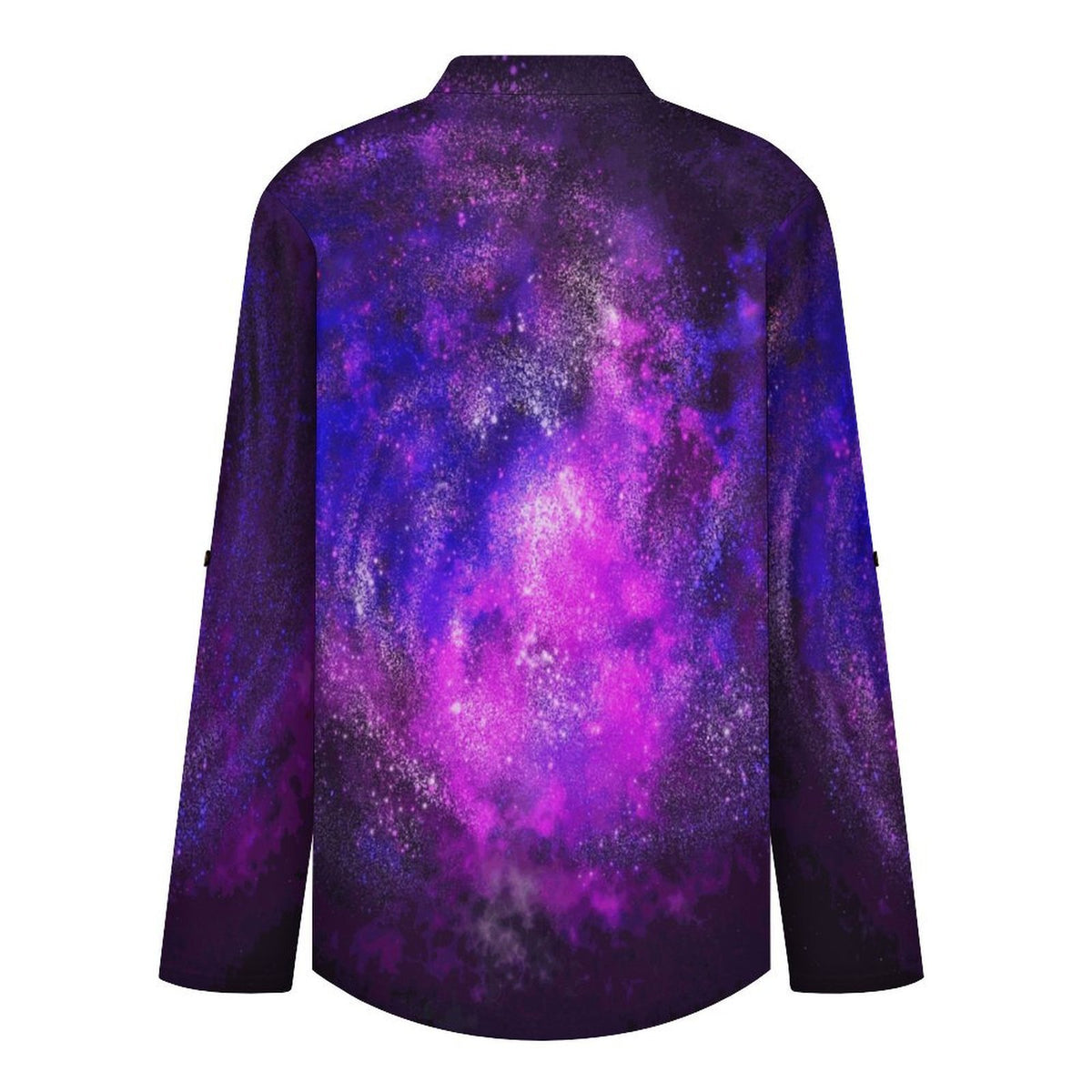 Stand-up Collar Long-sleeved Shirt Purple Starry Sky, Clouds white SWomen’s V-Neck Blouses