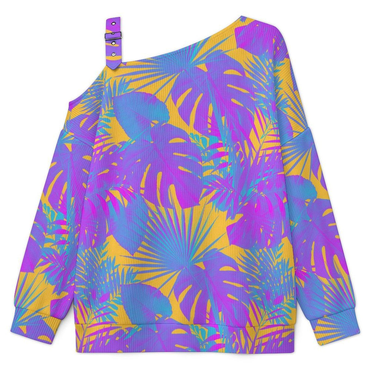 Women’s Off-Shoulder Knit Sweater Plant Summer