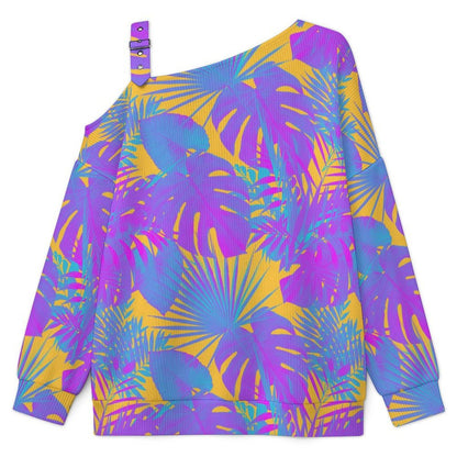 Women’s Off-Shoulder Knit Sweater Plant Summer