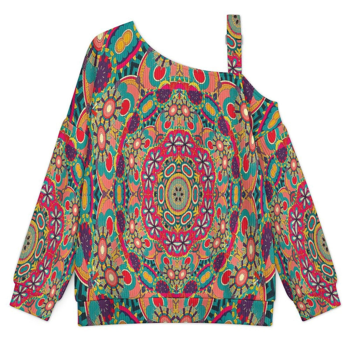 Fall Casual Asymmetric Shoulder Knit Top with Buckle Detail Summer, Surfing, Seaside