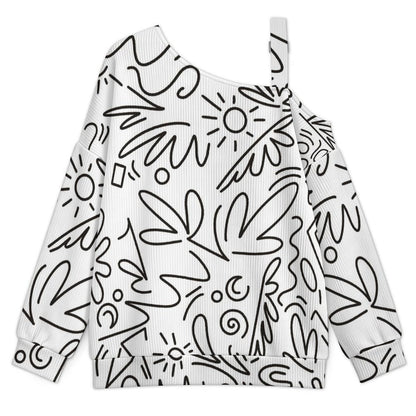 Long Sleeve Relaxed-Fit Solid Pullover Graffit Cute Flower