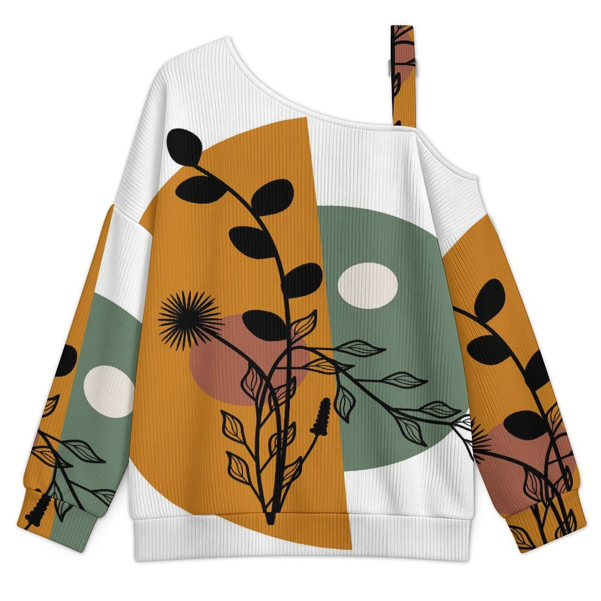 Women’s Off-Shoulder Knit Sweater Chinese Wind Scenery