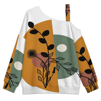 Women’s Off-Shoulder Knit Sweater Chinese Wind Scenery