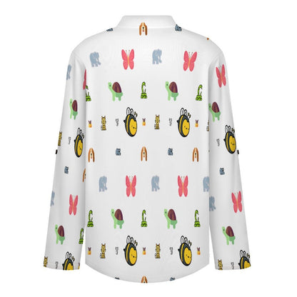 Versatile Notched V-Neck Tunic  Roll Tab 3/4 Sleeve Office Casual Top  Animal, Bee, Cartoon