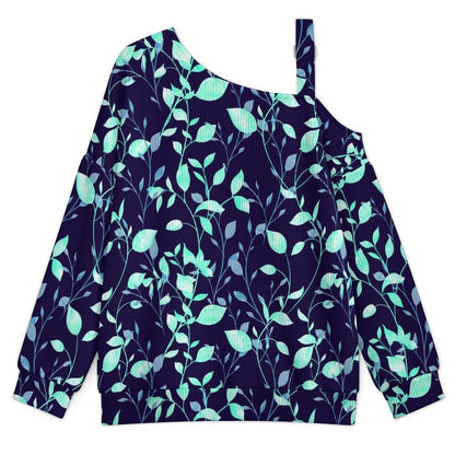 Fall Casual Asymmetric Shoulder Knit Top with Buckle Detail Flower