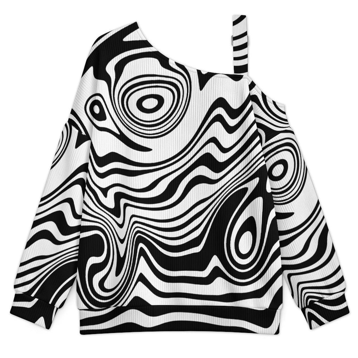 Women’s Off-Shoulder Knit Sweater Zebra Pattern
