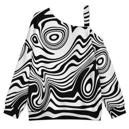 Women’s Off-Shoulder Knit Sweater Zebra Pattern
