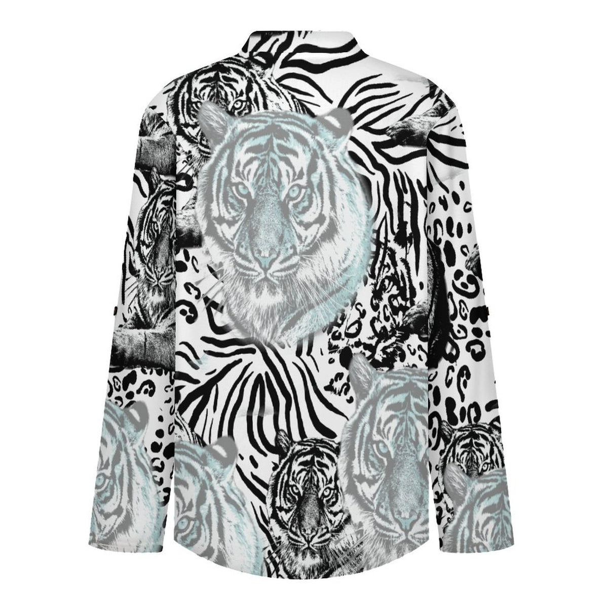Tiger Pattern, Repeating Pattern  Versatile Notched V-Neck Tunic | Roll Tab 3/4 Sleeve Office Casual Top