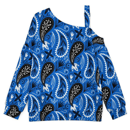 Fall Casual Asymmetric Shoulder Knit Top with Buckle Detail Paisley