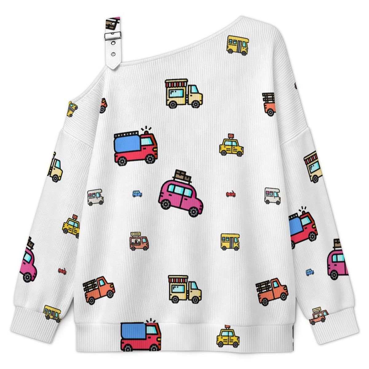 Women’s Off-Shoulder Knit Sweater Car Background
