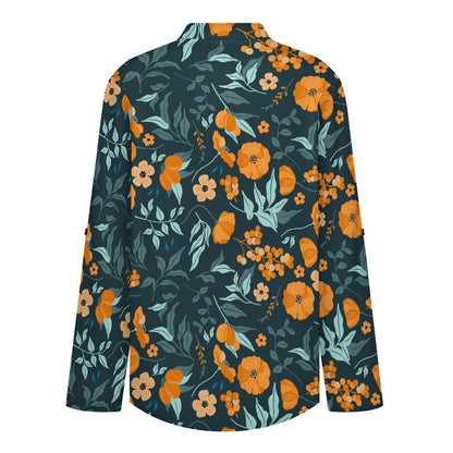 Versatile Notched V-Neck Tunic | Roll Tab 3/4 Sleeve Office Casual Top  Orange Blossom Repeat Pattern Dress for Women